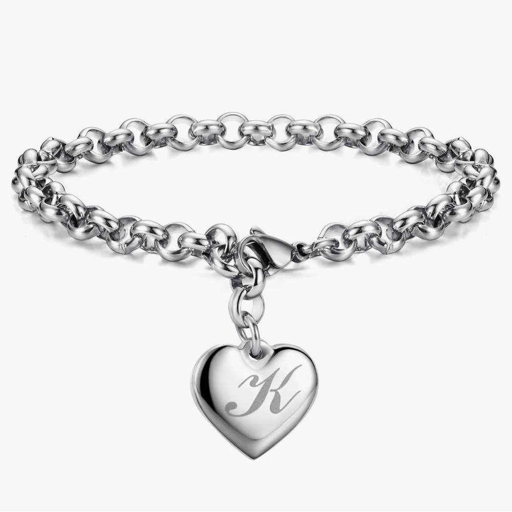 Letter K Silver-Tone Initial Bracelet NEW